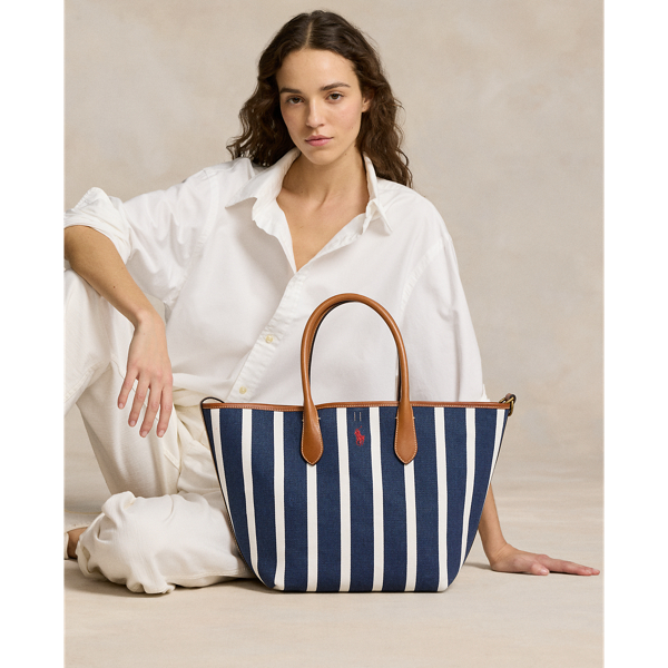 Navy and white striped bag on sale