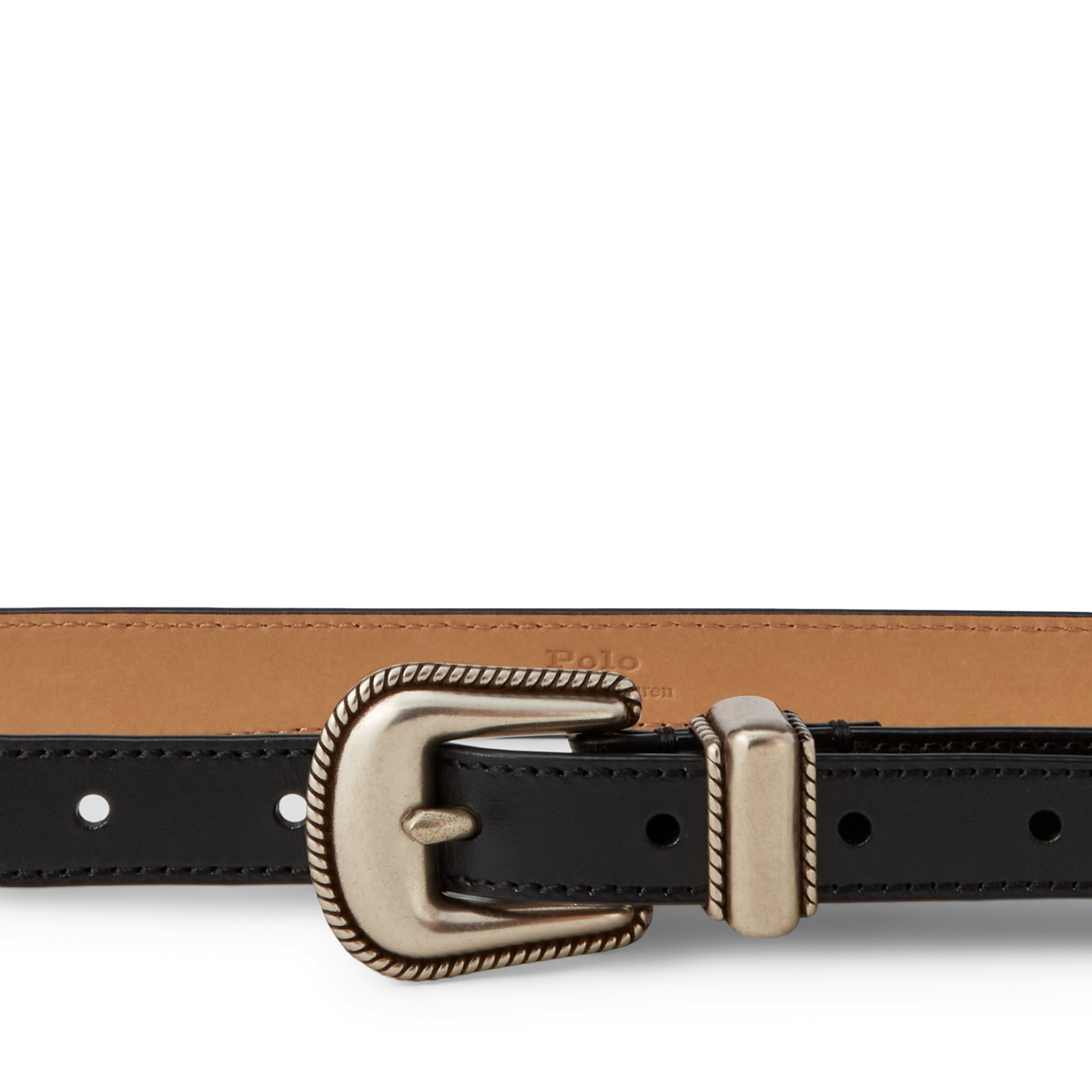 Женский ремень Ralph Lauren Western Vachetta Leather, цвет: Чёрный — фото 1