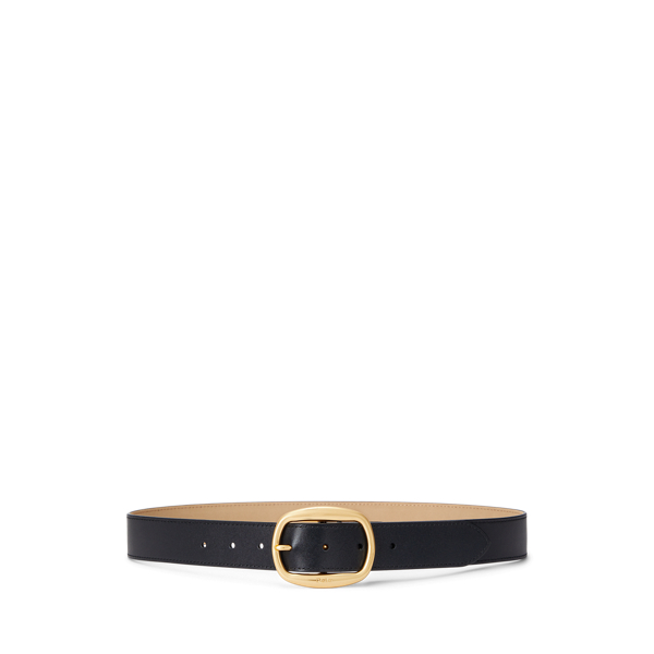 Oval-Buckle Leather Belt