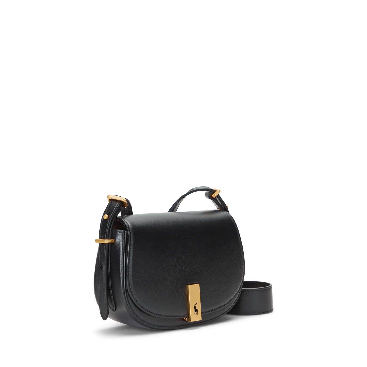 Женская сумка Ralph Lauren Polo ID Calfskin Mini Saddle, цвет: Чёрный — фото 1