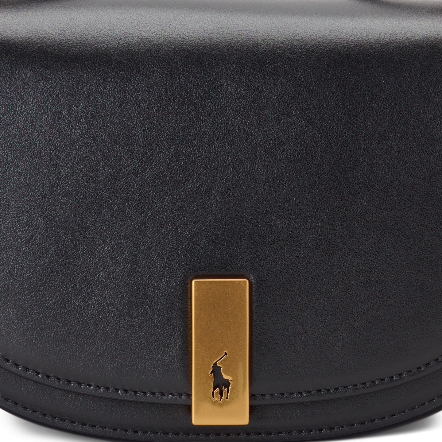 Женская сумка Ralph Lauren Polo ID Calfskin Mini Saddle, цвет: Чёрный — фото 3
