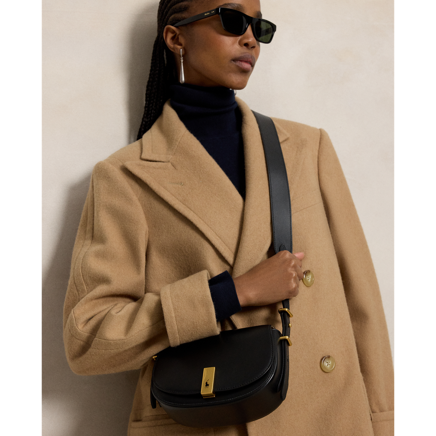 Женская сумка Ralph Lauren Polo ID Calfskin Mini Saddle, цвет: Чёрный — фото 4