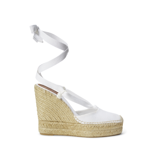 White Canvas Wedge Espadrille Polo Ralph Lauren 1