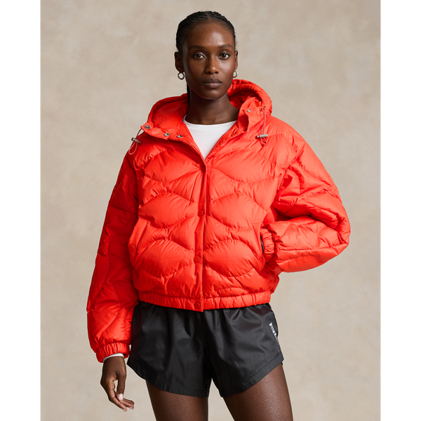 Bright Poppy Onion-Quilted Hooded Down Jacket RLX 1