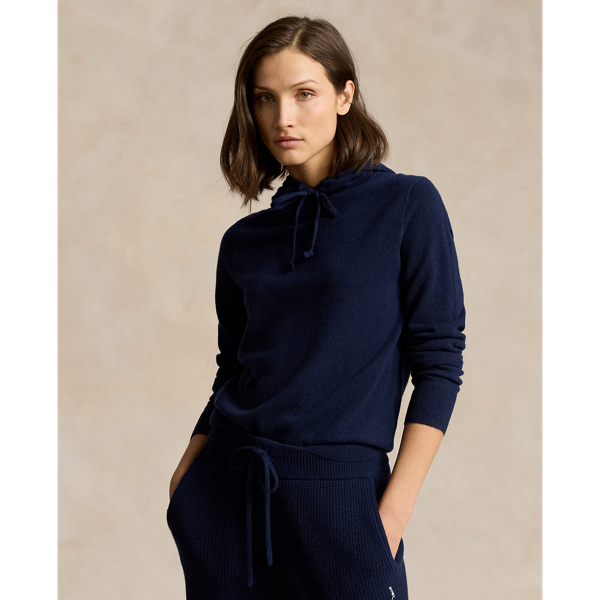 Refined Navy Washable Cashmere Hoodie RLX 1
