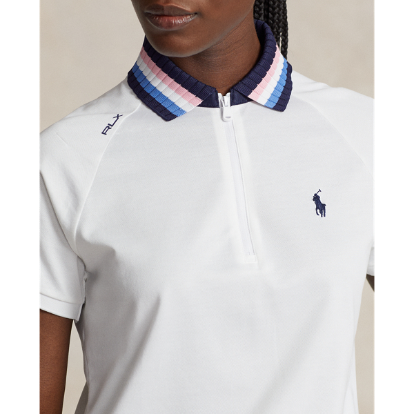 Ceramic White Multi Tailored Fit Quarter-Zip Polo Shirt RLX 6