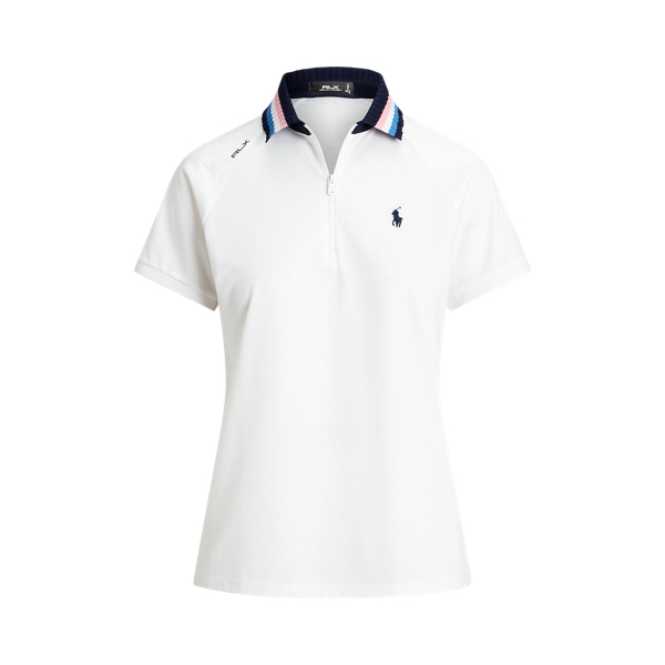Ceramic White Multi Tailored Fit Quarter-Zip Polo Shirt RLX 2