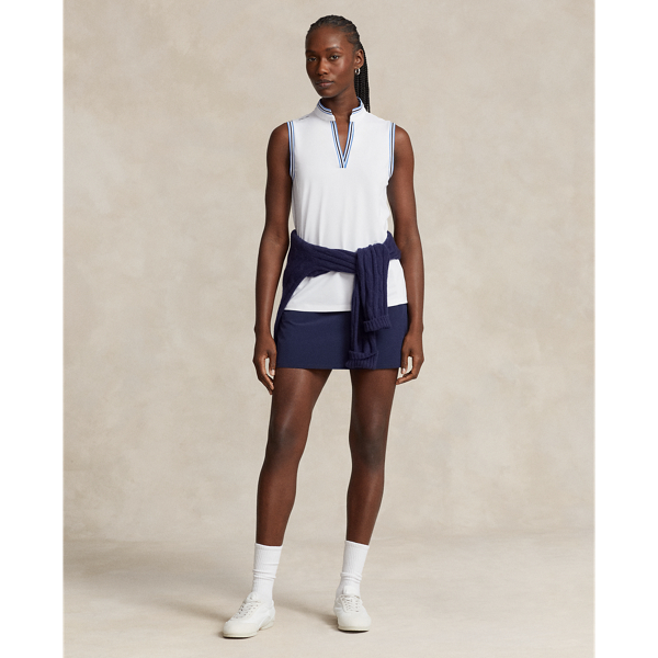 Ceramic White/ Navy Tailored Fit Piqu&eacute; Sleeveless Shirt RLX 4