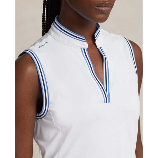 Ceramic White/ Navy Tailored Fit Piqu&eacute; Sleeveless Shirt RLX 6