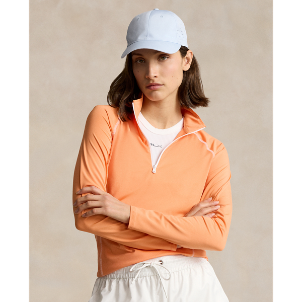 Peach/Ceramic White Stretch Jersey Quarter-Zip Pullover RLX 1