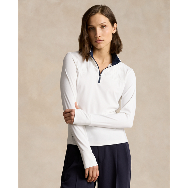 White/Refined Navy Performance Quarter-Zip Pullover RLX 1