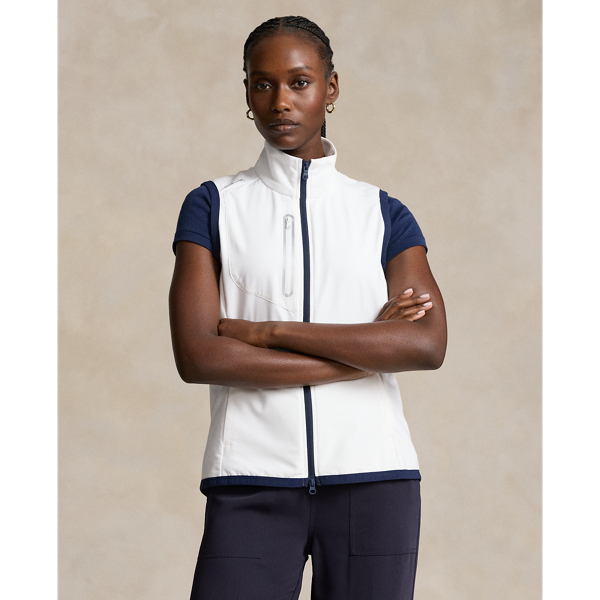 Ceramic White/Navy Terry Sleeveless Full-Zip Vest RLX for winter 1