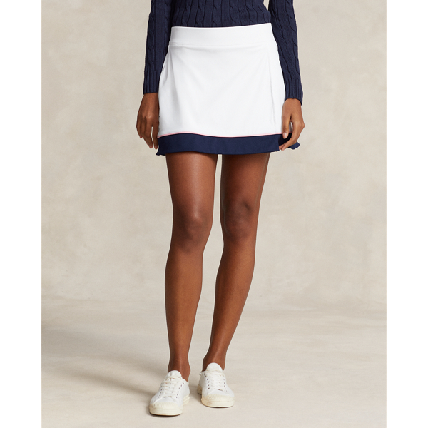 White/Navy 15" Faux-Wrap A-Line Skort RLX 4