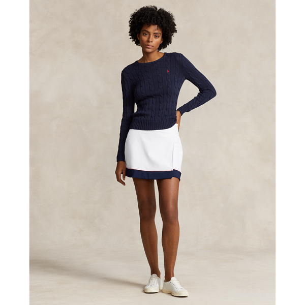 White/Navy 15" Faux-Wrap A-Line Skort RLX 1