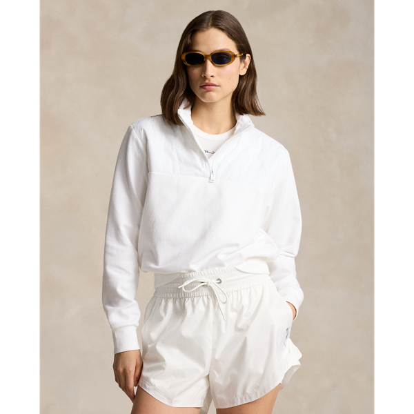 Ceramic White Quilted-Panel Fleece Pullover RLX for fall 1