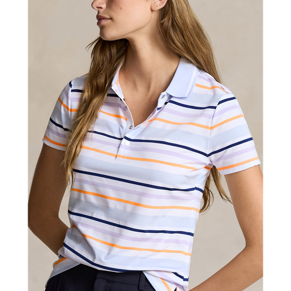 Oxford Blue Multi Striped Stretch Jersey Polo Shirt RLX 6