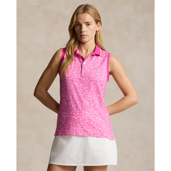 Floral Meadow/Bright Pink Tailored Fit Sleeveless Polo Shirt RLX 1