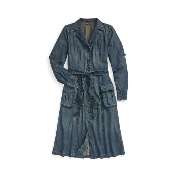 Robe-chemise en denim indigo