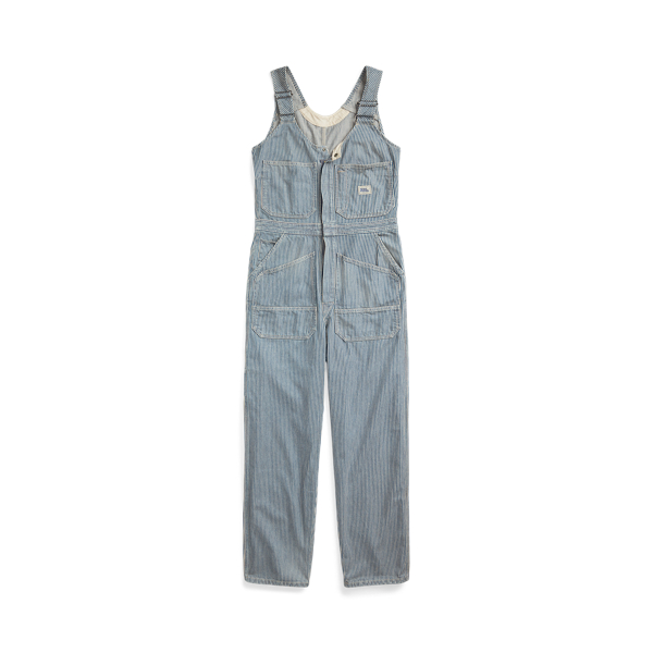 Indigo keper overall met hickory-streep