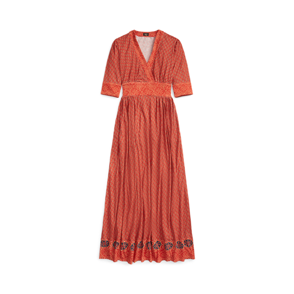 Print Cotton-Linen Jersey Dress