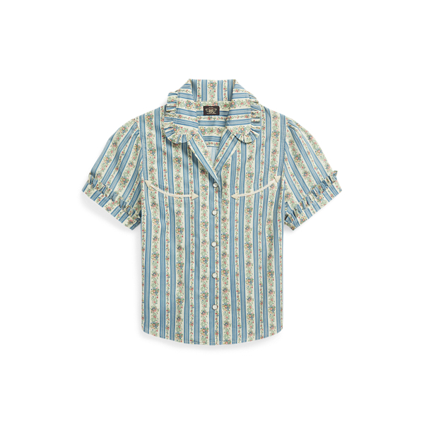 Gebloemde katoenen blouse met bandjes