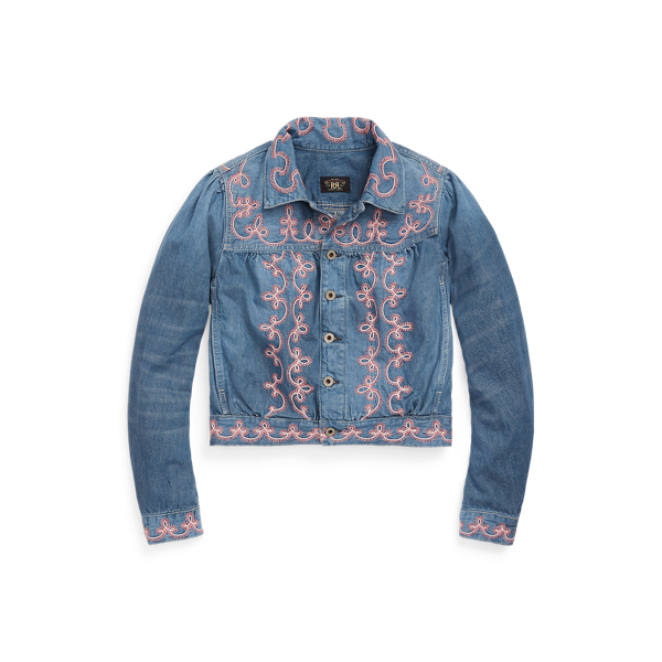 rosyluce EMBROIDERY DENIM JACKET INDIGO
