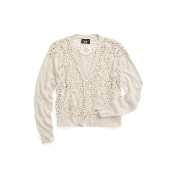 ニット/セーター Ralph Lauren crochet knit. Crochet-Paneled Cardigan