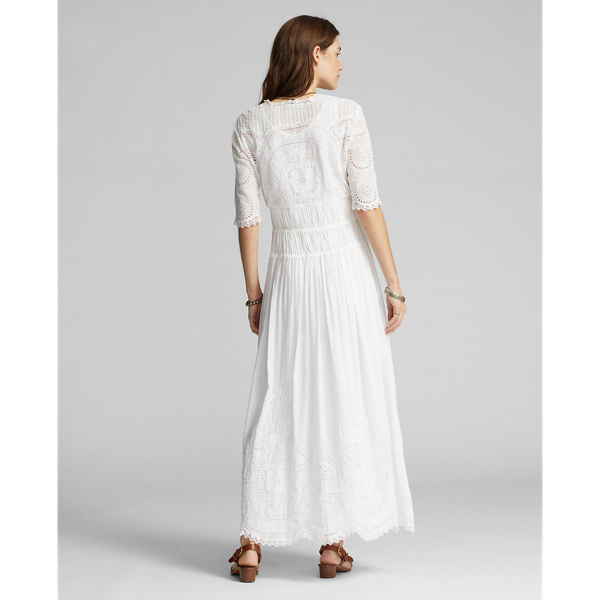 Ralph Lauren Eyelet Cotton Voile high quality Dress in Tan