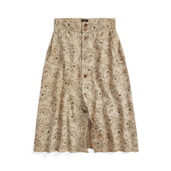 Natural/Cream Floral-Print Seeded Linen Skirt RRL 1