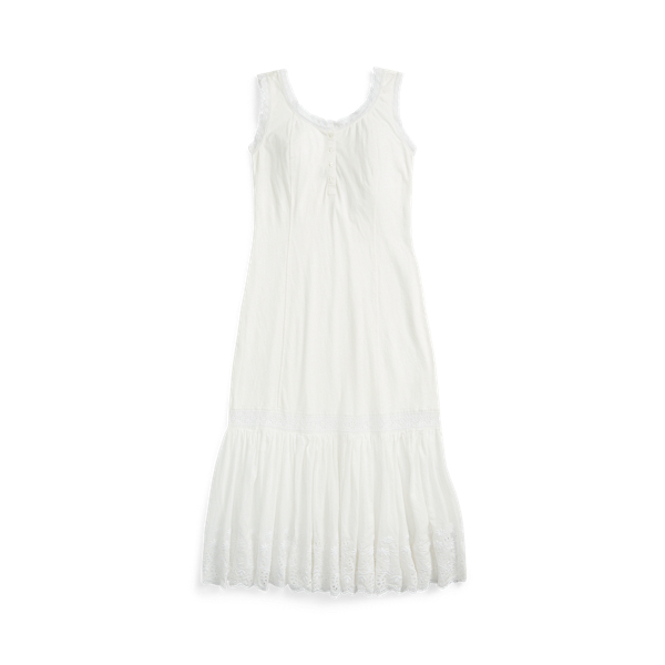 Paper White Eyelet-Embroidered Cotton-Linen Dress RRL 1