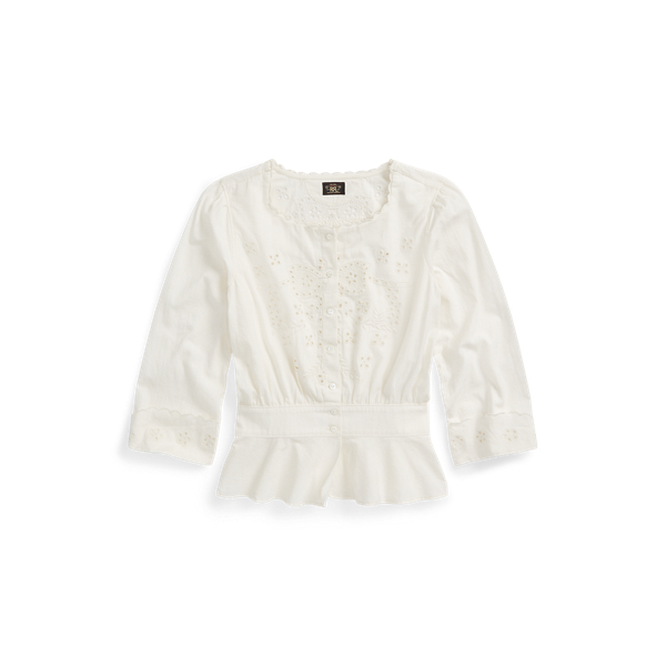 Polo Ralph Lauren Women's Ruffle Blouse Embroidered Details store White Size US 6 NWT