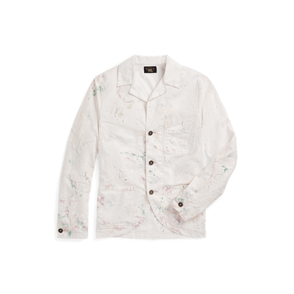 Cream/Multi Paint-Splatter Linen-Cotton Work Jacket RRL 1