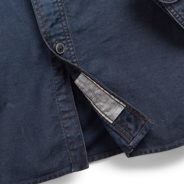 Indigo Cotton-Linen Sateen Workshirt