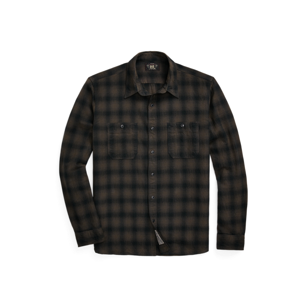 Black/Grey Plaid Canvas Workshirt RRL 1