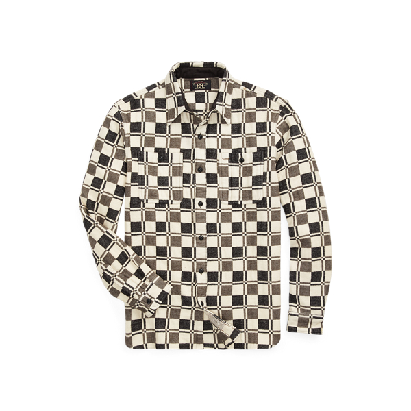 Black/Creme Plaid Brushed Jacquard Workshirt RRL 1