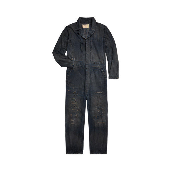 Distressed Boweman Wash Distressed Boweman Indigo Denim Coverall RRL 1