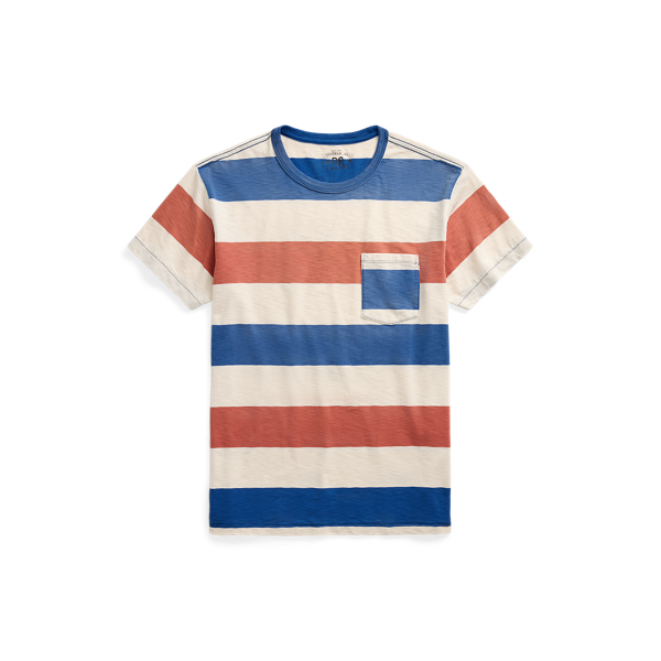 Red/Blue/White Striped Jersey Pocket T-Shirt RRL 1