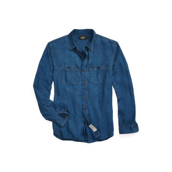 Ralph Lauren INDIGO OXFORD 長袖 BDシャツ L 紺 Indigo Oxford Shirt - Rinse Blue