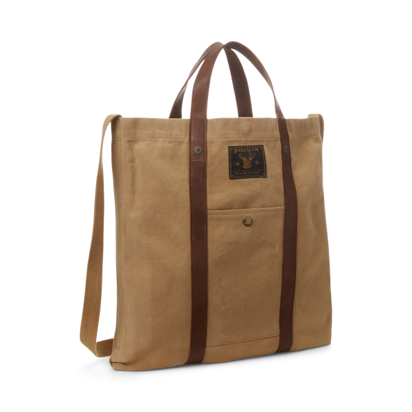 Leather Trim Canvas Tote