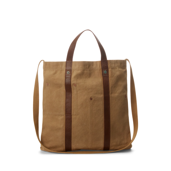 Leather Trim Canvas Tote