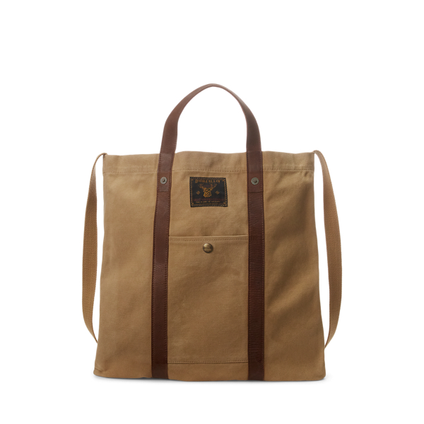 Leather Trim Canvas Tote