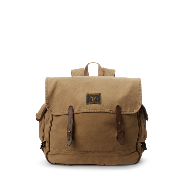 Leather Trim Canvas Backpack