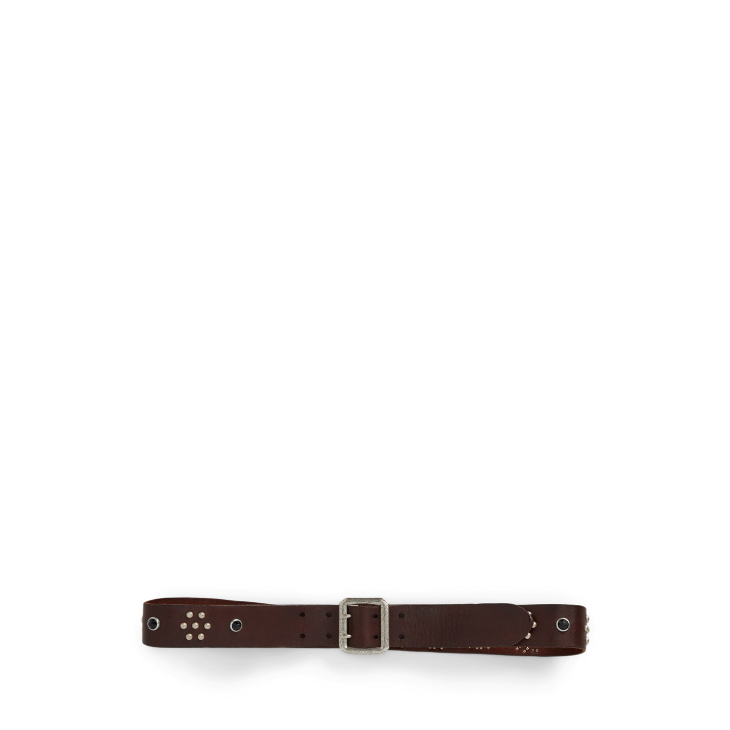Мужской ремень Ralph Lauren Studded-Logo Leather, цвет: Тёмный коричневый — фото 1