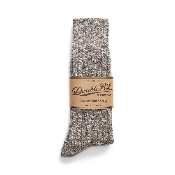 Dark Brown Marled Stretch Cotton-Blend Socks RRL 2