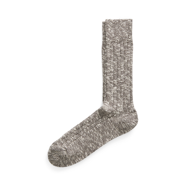 Dark Brown Marled Stretch Cotton-Blend Socks RRL 1