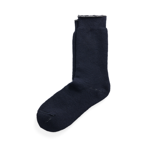 Navy Heathered Stretch Cotton-Blend Socks RRL 1