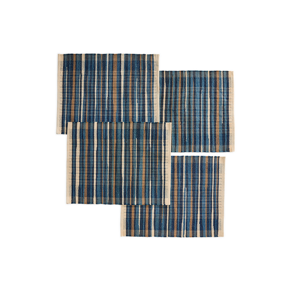 Indigo Multi Handwoven Jacquard Placemat Set RRL 1