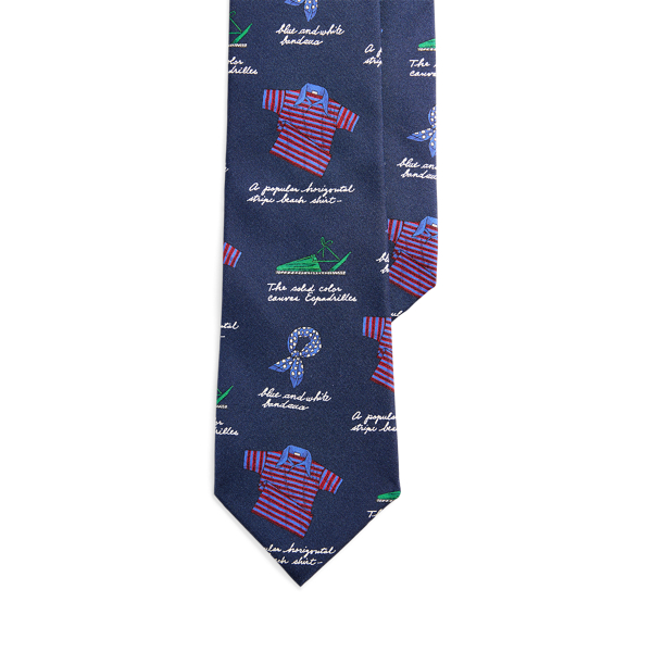 Navy Multi Summer-Wardrobe-Print Silk Twill Tie Polo Ralph Lauren 1