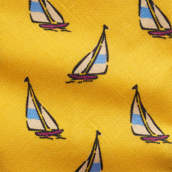 Yellow Sailboat-Print Linen Tie Polo Ralph Lauren 3
