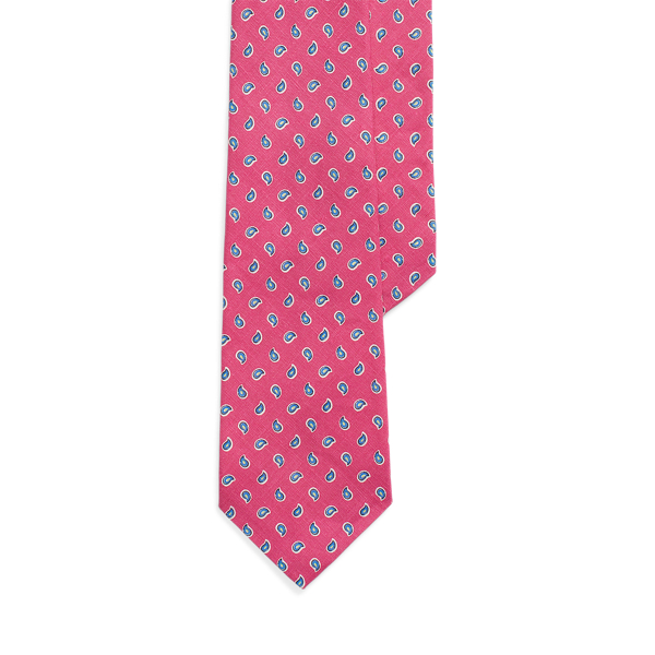 Pink Pine-Print Linen Tie Polo Ralph Lauren 1